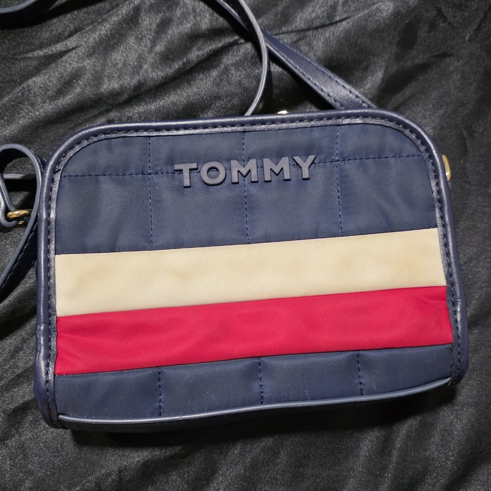 Tommy Hilfiger Navy Crossbody Bag with White and Red Stripes